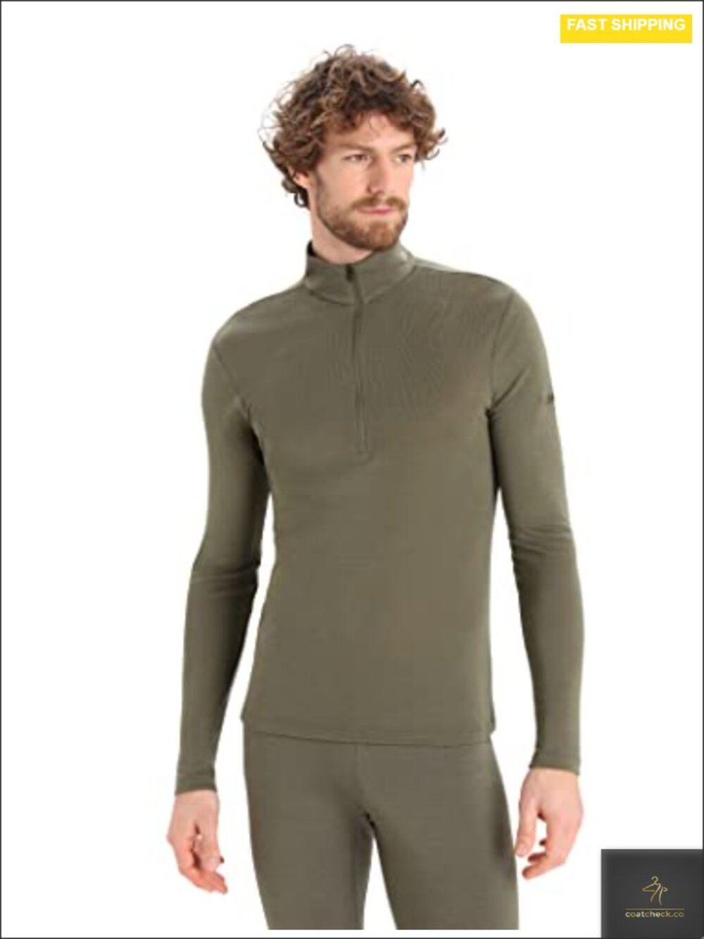 Merino Wool Men's Half Zip Base Layer Thermal Shirt Long Sleeve